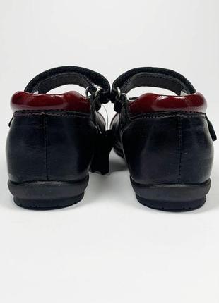 Туфлі-балетки дошкільні літні для дівчинки чорно-бордові 26 27 розмір 0607чбо берегиня4 фото