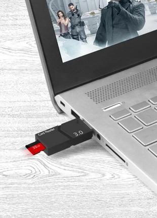 Кард-ридер type-c - micro sd tf otg. картридер считыватель флеш-карт usb-c to microsd fd51w3 фото