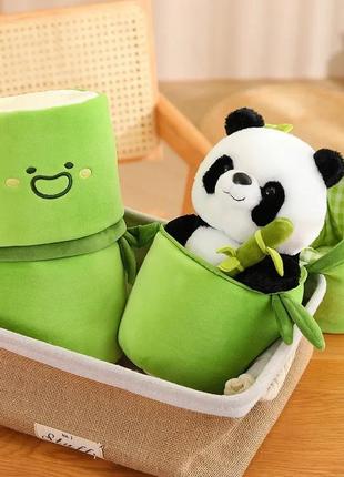Плюшевая игрушка бамбуковая панда трубка в чехле пушистый медведик милые животные медведь аниме креативная для детей мягкая детская игрушка подарок1 фото