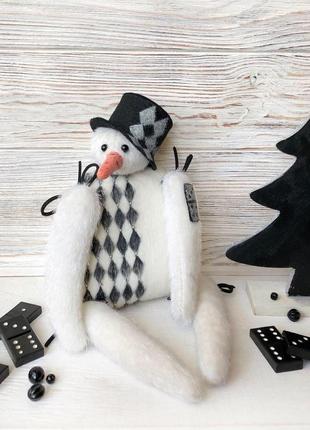 Новорічна інтер'єрна іграшка сніговик, новорічний декор, подарунок до нового року1 фото