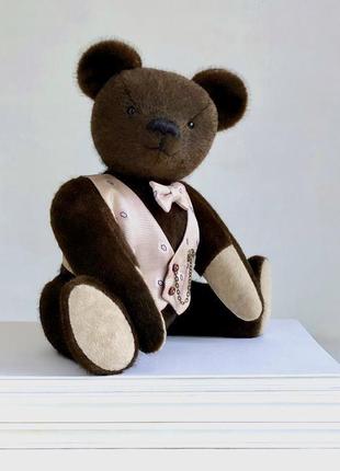 Мишка тедди интерьерная коллекционная игрушка, подарок ручная работа, коричневый медведь3 фото