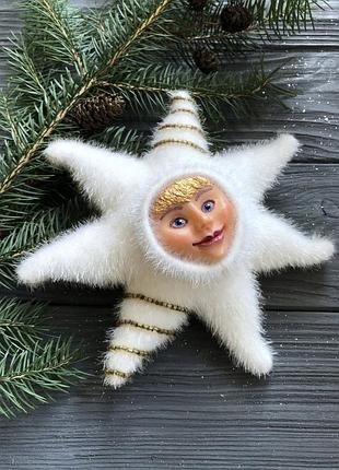 Новорічна іграшка сонце, ялинкові прикраси, інтер‘єрна колекційна іграшка, подарунок