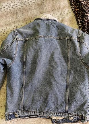 Джинсовая куртка на искусственном меху мужская5 фото