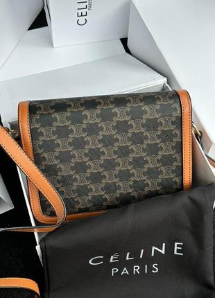 Сумка кросс боді premium celine teen triomphe bag in triomphe canvas and calfskin tan4 фото