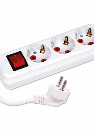 Удлинитель 3 гнезда 3 м с заземлением и кнопкой