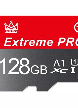 Карта памяти, флешка tf card microsd 128gb class 10 + sd adapter микро сд 128 гб для телефона extremepro-128ju