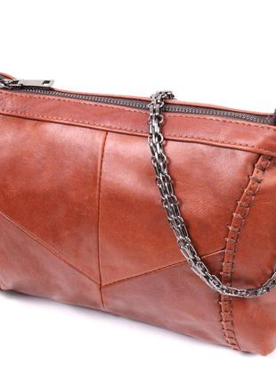 Жіноча шкіряна сумка середнього розміру на одне відділення vintage 22566 світло-коричневий