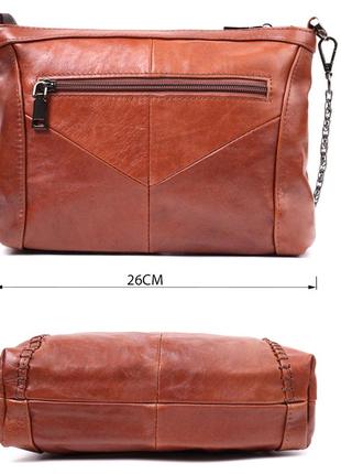 Жіноча шкіряна сумка середнього розміру на одне відділення vintage 22566 світло-коричневий2 фото