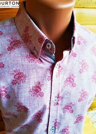 Отличная рубашка с коротким рукавом в принт английского бренда burton menswear london3 фото
