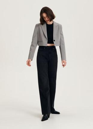 Жіночий укорочений піджак блейзер сірого кольору люкс якість