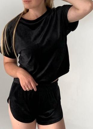 Чорний костюм для дому шорти і топ