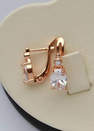 Позолоченные серьги белые камни медицинское золото подарок позолоченные серьги белые камны медзолото подарок
