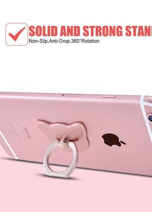 Кільце-тримач і підставка для телефона plastic cat ring рожевий7 фото