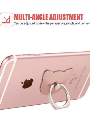 Кільце-тримач і підставка для телефона plastic cat ring рожевий4 фото