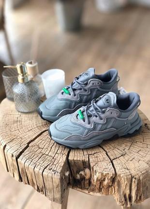 Крутые женские кроссовки adidas ozweego серые8 фото