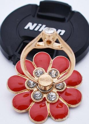 Кільце-тримач і підставка для телефона "квіточка — червоний fd443". попсокет для смартфона