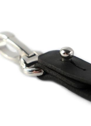 Брелок для ключів шкіряний (ключниця з натуральної шкіри) на карабіні — чорний2 фото