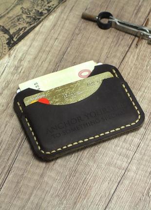 Картхолдер c-one (кошелёк для карт) с вашей гравировкой - визитница, портмоне из кожи1 фото