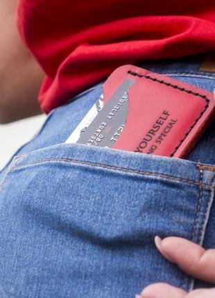 Картхолдер c-one (кошелёк для карт) с вашей гравировкой - визитница, портмоне из кожи8 фото