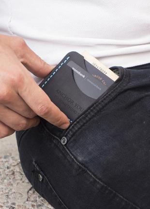 Картхолдер c-one - тонкий шкіряний гаманець на кожен день (портмоне / кардхолдер / візитниця)2 фото