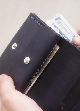Чоловічий гаманець square (італійська шкіра) - ручна прошивка, вічна гарантія + подарунок на вибір.4 фото