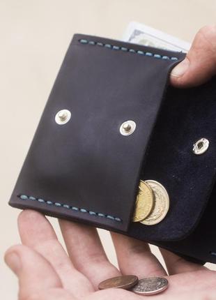 Мужской кошелёк square (итальянская кожа) - ручная прошивка, вечная гарантия + подарок на выбор.5 фото