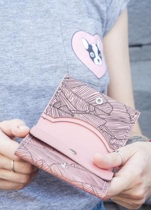 Жіночий гаманець square (італійська шкіра) з дизайнерської гравіюванням fern + подарунок на вибір.7 фото