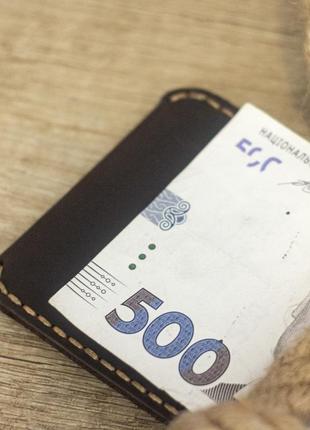 Тонкий шкіряний гаманець, портмоне - затиск для грошей (натуральна шкіра, італія)6 фото