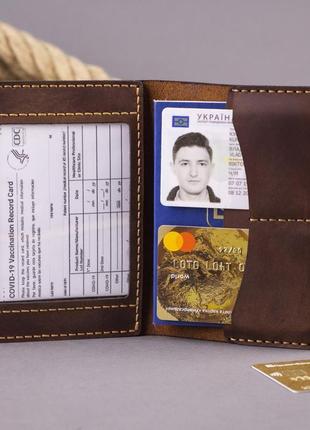 Шкіряна обкладинка для паспорта, для пропуску, вакцинації, документів, id карти, прав1 фото