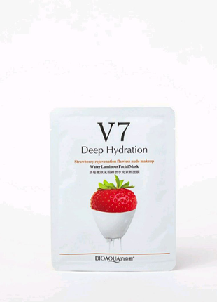 ⭐тканинна маска вітамінна з полуницею🍓 bioaqua v7 strawberry⭐1 фото