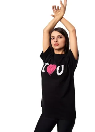 Футболка balenciaga t-shirt i love u "black"3 фото