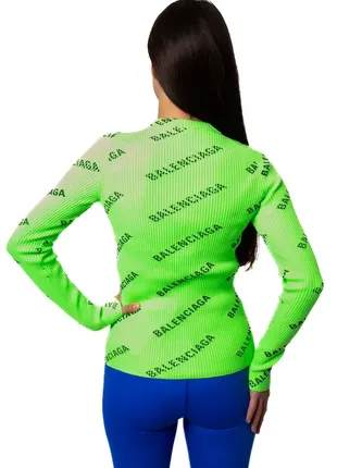 Джемпер balenciaga all over logo crewneck sweater “electric green”4 фото