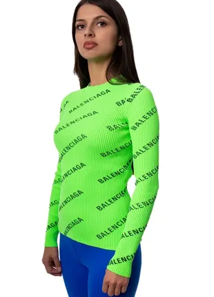 Джемпер balenciaga all over logo crewneck sweater “electric green”2 фото