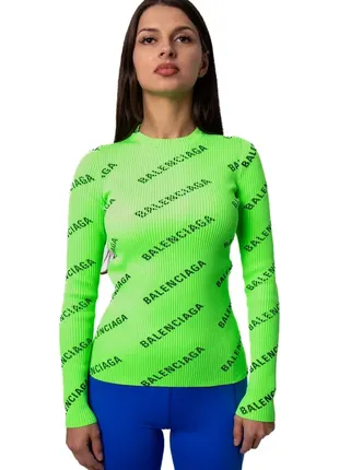 Джемпер balenciaga all over logo crewneck sweater “electric green”