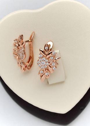 Позолочені сережки медичне золото подарунок позолоченные серьги медзолото подарок