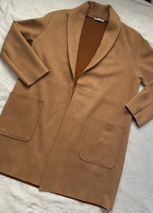 Деми кардиган пальто коричневого цвета2 фото