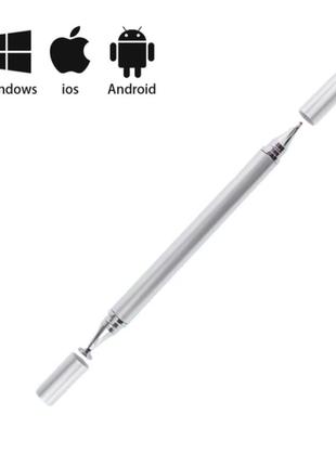 Универсальный стилус ручка 2в1 stylus touch pen для смартфона, телефона, планшета, сенсорного экрана серебро