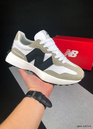 Жіночі кросівки new balance 327 white beige нью беланс білого з бежевим кольорів