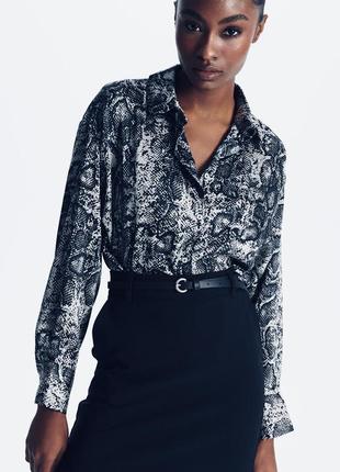 Рубашка женская анималистичный принт вискоза блузка натуральная тренд блузка