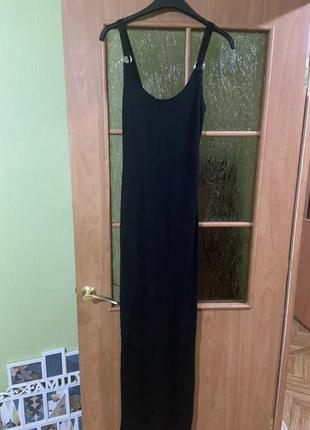 Шикарне плаття максі в рубчик із розрізом2 фото