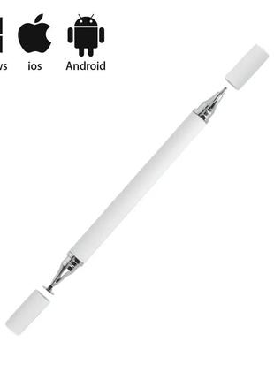 Універсальний стилус ручка 2в1 stylus touch pen для смартфона, телефона, планшета, сенсорного екрана білий