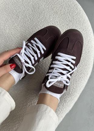 Жіночі кросівки adidas spezial brown white адідас коричневого з білим кольорів4 фото