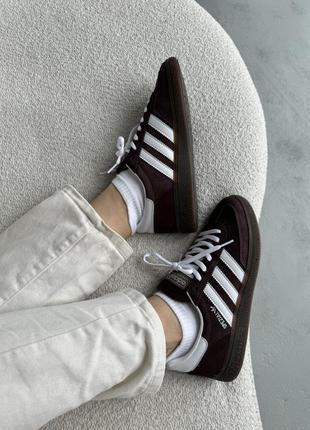 Жіночі кросівки adidas spezial brown white адідас коричневого з білим кольорів5 фото