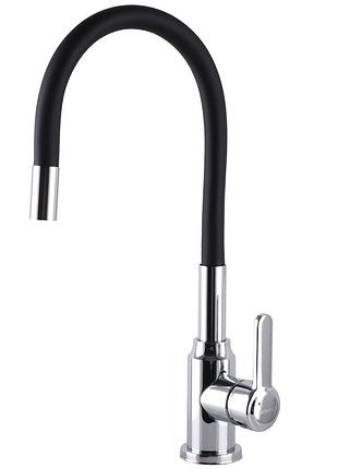 Смеситель для кухни domino ellipse dcc-203l-black гофровил черный, на гайке