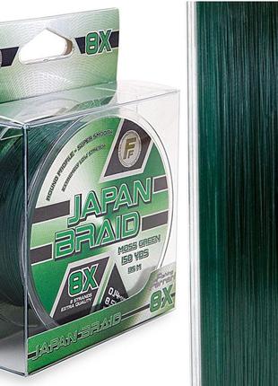 Шнур lineaeffe ff japan braid 8x moss green  135м/150yds  0.10мм  fishtest-6.00кг