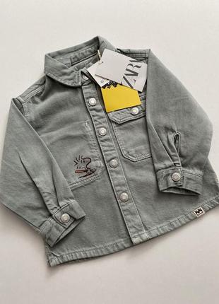 Джинсовая рубашка/куртка снупи на 9-12 месяцев/годик зара/zara