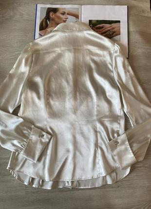 Белая атласная нарядная блуза3 фото