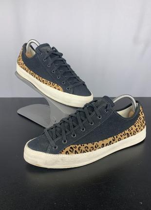 Хлопковые кеды кроссовки на плоской converse кожа замш леопард принт1 фото