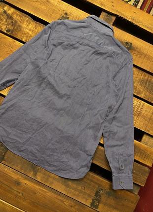 Мужская хлопковая полосатая рубашка ted baker (тэд бэйкер хлрр идеал оригинал сине-белая)2 фото