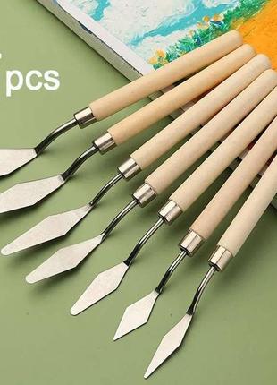 Шпателі для картини маслом з нержавіючої сталі( світла ручка )
